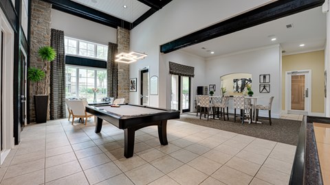 Billiards Table In Clubhouse at The Brazos, Dallas, TX